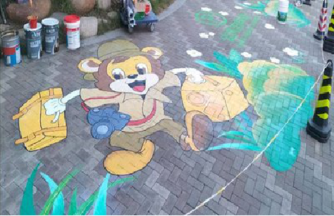 景谷夏季画地面彩绘会遇到的问题